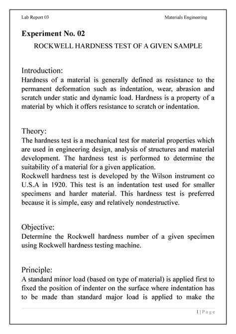 hardness test report discussion|hardness test lab report.